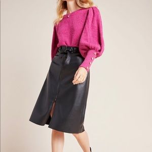 Marceline Faux Leather A-Line Midi skirt. Size L.